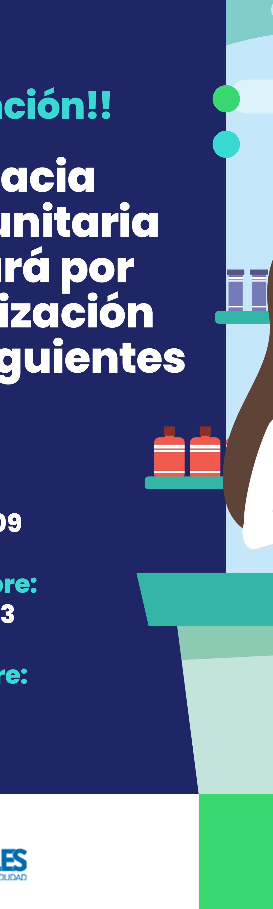 Farmacia comunitaria cerrará este viernes por sanitización